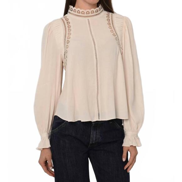 LOVE THE LABEL Tops - NEW LOVE THE LABEL fiona lace long sleeve top in ivory